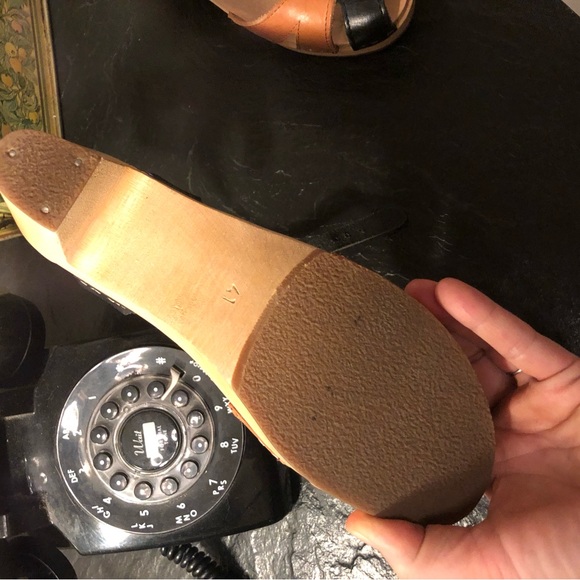 Swedish Handmade Hasbeens Toffel leather wooden clogs Size 41 - Picture 5 of 12